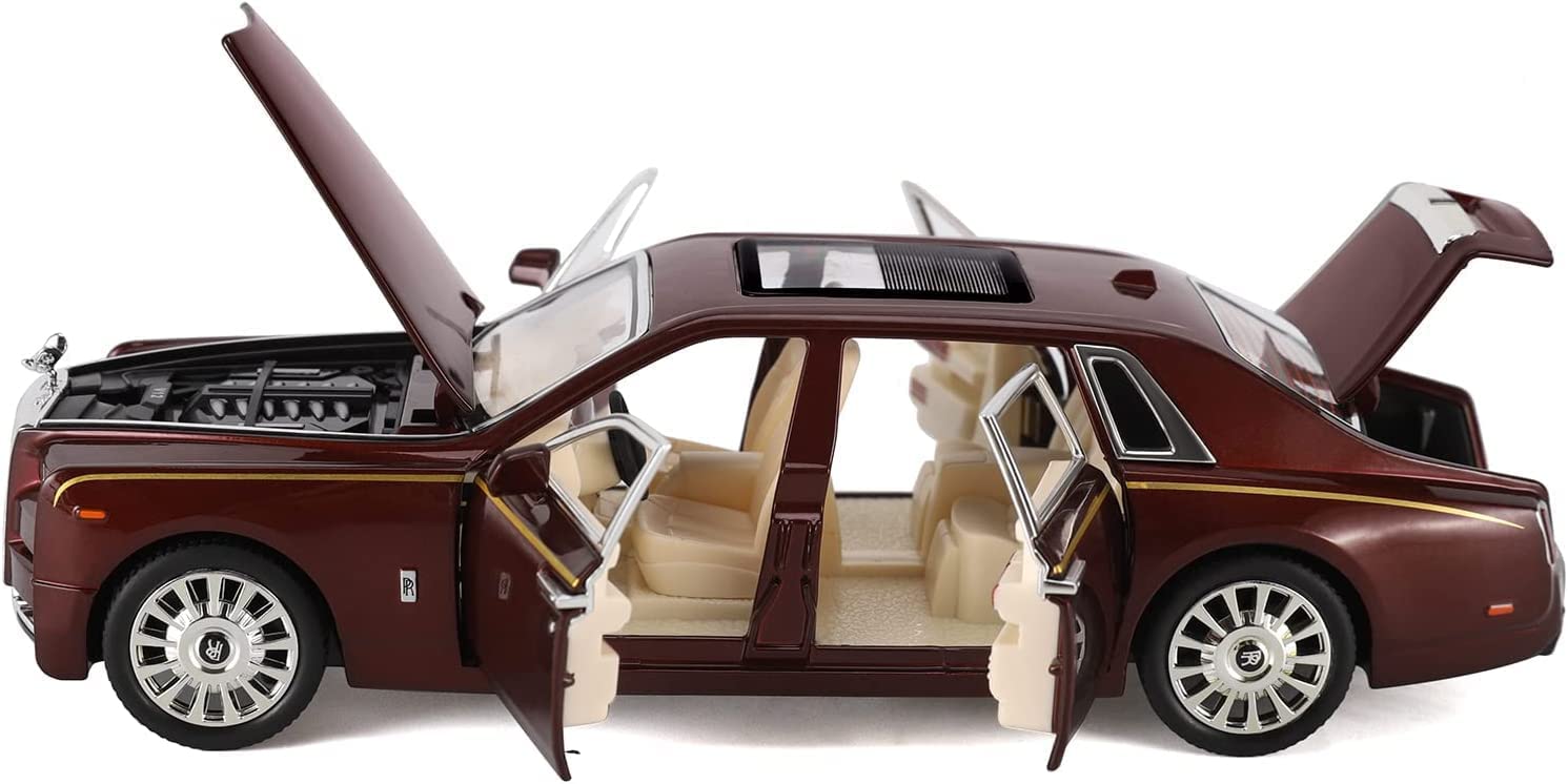 VARIYA ENTERPRISE® 1/24 Big Rolls Royce Toy Car Metal Pull Back Diecast Car with Openable Door and Sound Light, Gifts Toys for Kids【 RED 】 1