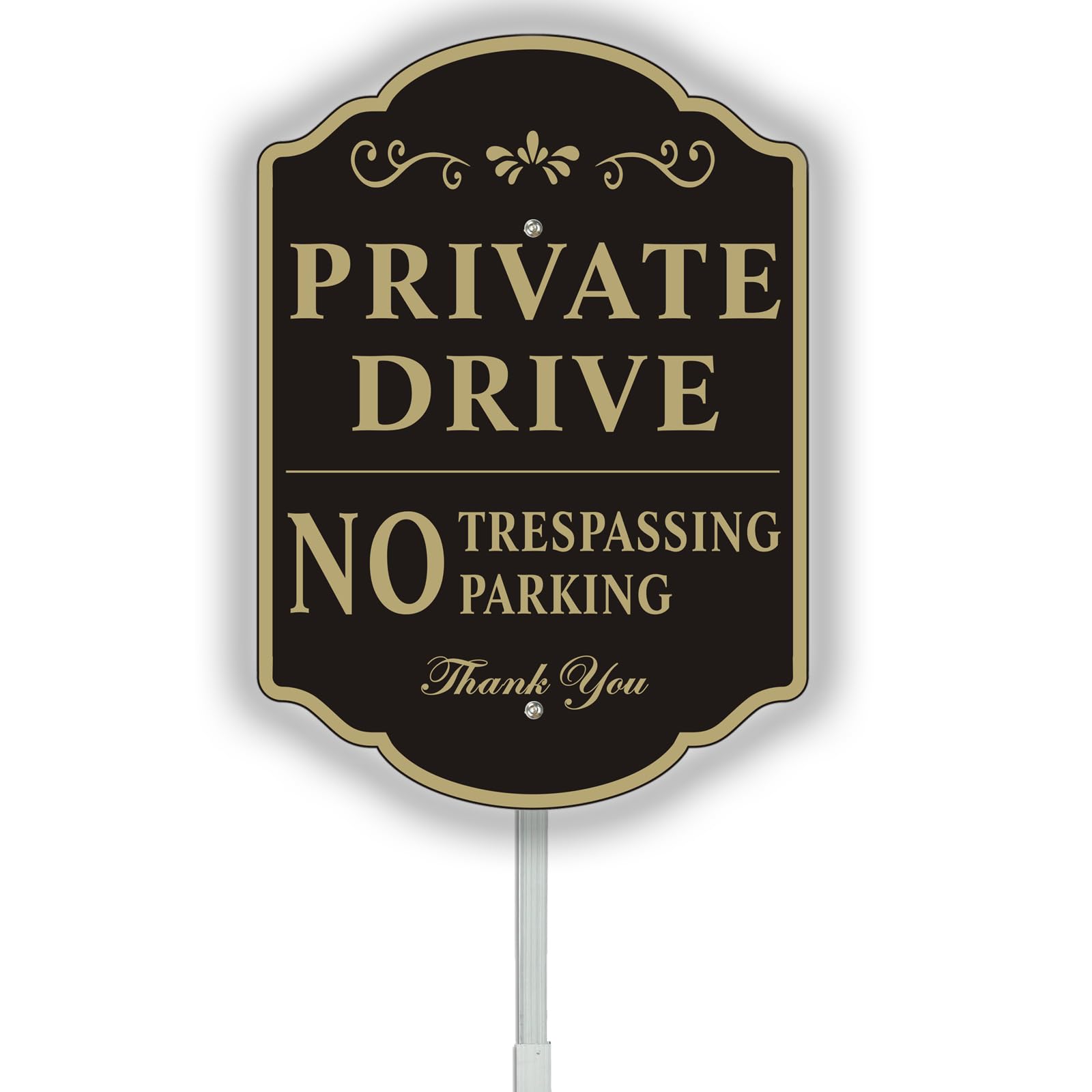 Yuntarda 9.6"x13.6" No Trespassing Sign with 28" Long Alloy Stake, 40mil Reflective Aluminum Metal Sign, Weatherproof, Easy Installation for Outdoor Use