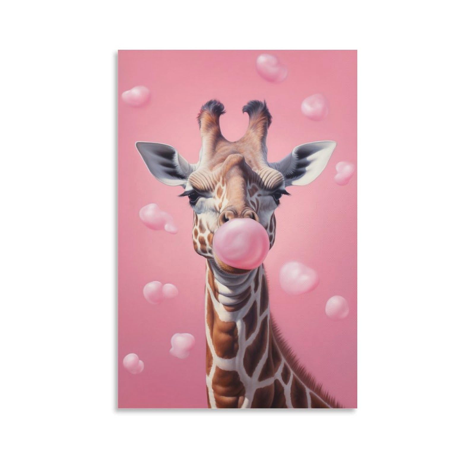 Foccar Unframe-Style-1 Curious Giraffe Canvas Wall Art Gorgeous Pink Deer Posters Wall Decor Painting Art For Home Room Artwork
