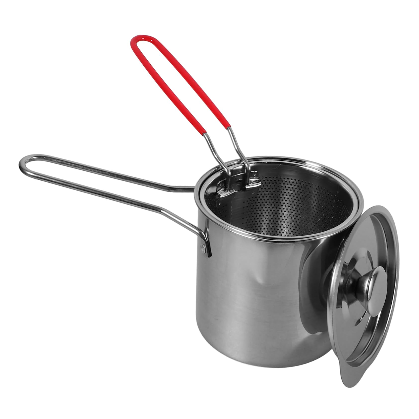 OUNONA Ergonomic Handle Light Strong Deep Fryer Pot Set Compact Size Easy to Store