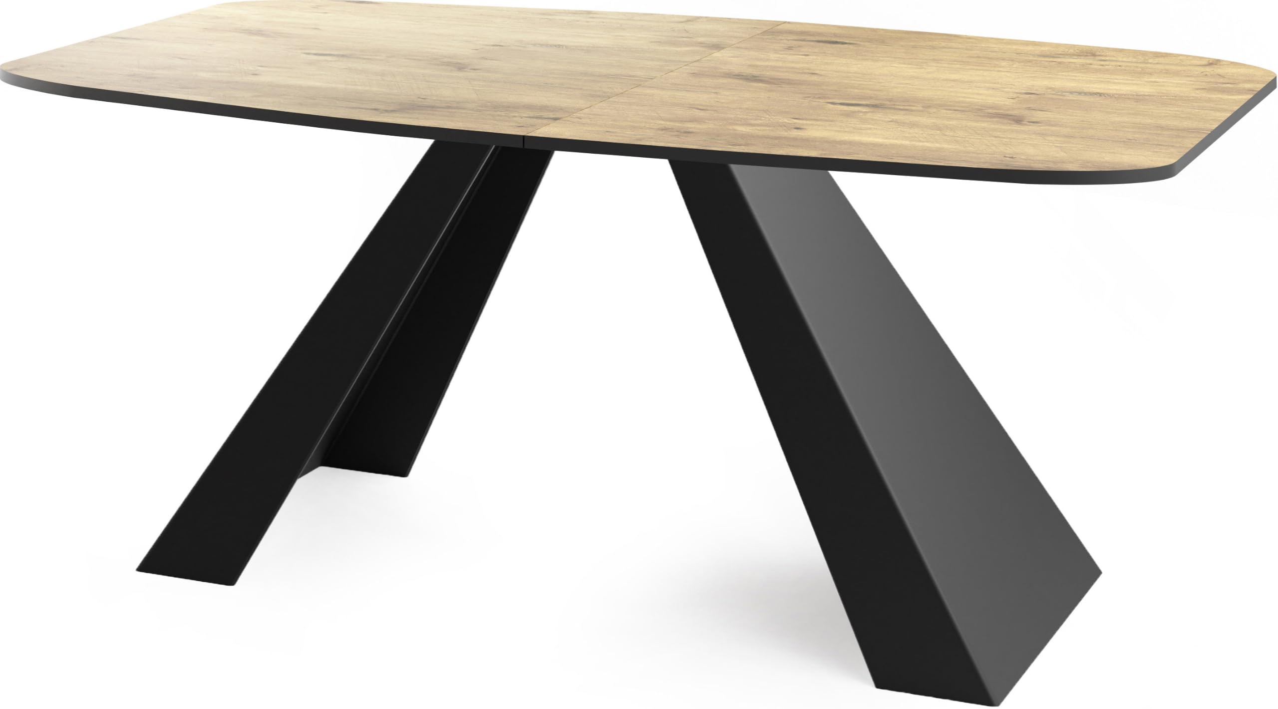 WFL GROUP Esstisch Monte im Modern Stil, Rechteckiger Tisch - Ausziehbar von 180 cm bis 220 cm, Pulverbeschichtete Schwarze Metallbeine - 180 x 90 cm - Lancelot Eiche
