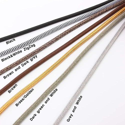 Miniatura 5 de Cable redondo cubierto de tela de 32.8 pies, cable de lámpara eléctrica industrial vintage 182, calibre 18, estilo antiguo para lámpara retro,