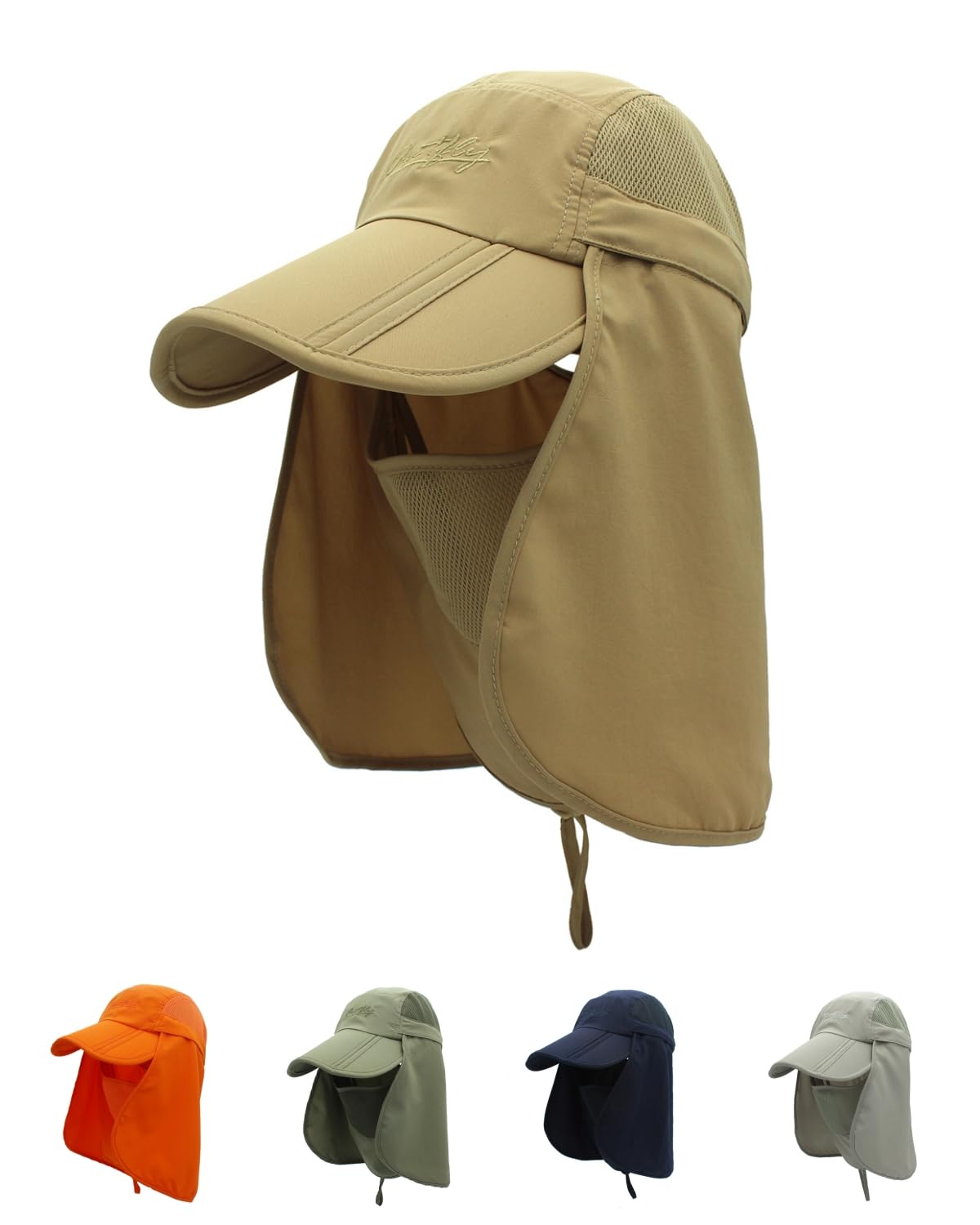 LLmoway Mens Womens Kids Sun Protection Fishing Hat Safari Flap Cap Quick Dry