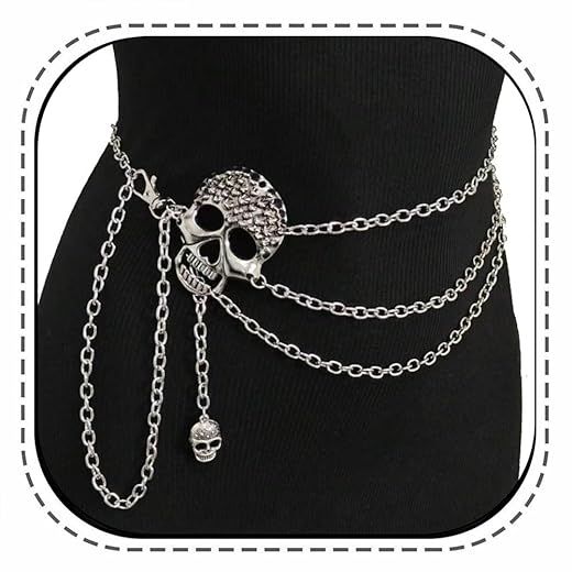 Skull Waist Chain Belt - Punk Gothic Crossover Body Belly Chains Tassel for Women Girl