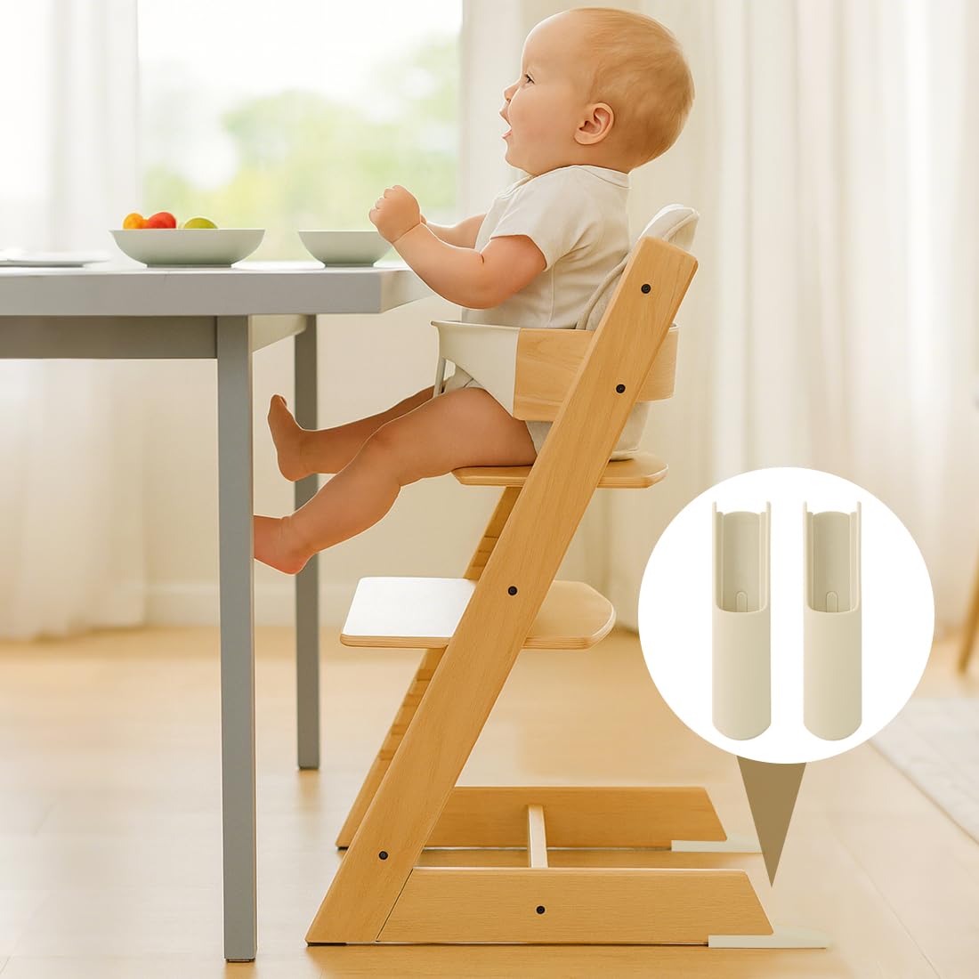 Protezione Antiribaltamento per Seggiolone Stokke Tripp Trapp, Set di Pattini Estesi, Prolungamento Base