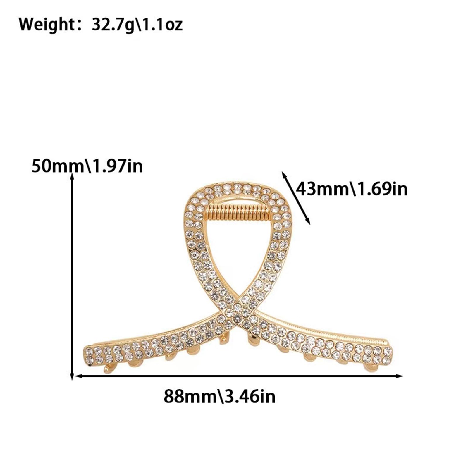 2 pinzas de diamantes de imitación para mujer, elegantes pinzas de metal dorado y plateado para cabello grueso, pinzas decorativas brillantes para el cabello para niñas (estilo 1) 2