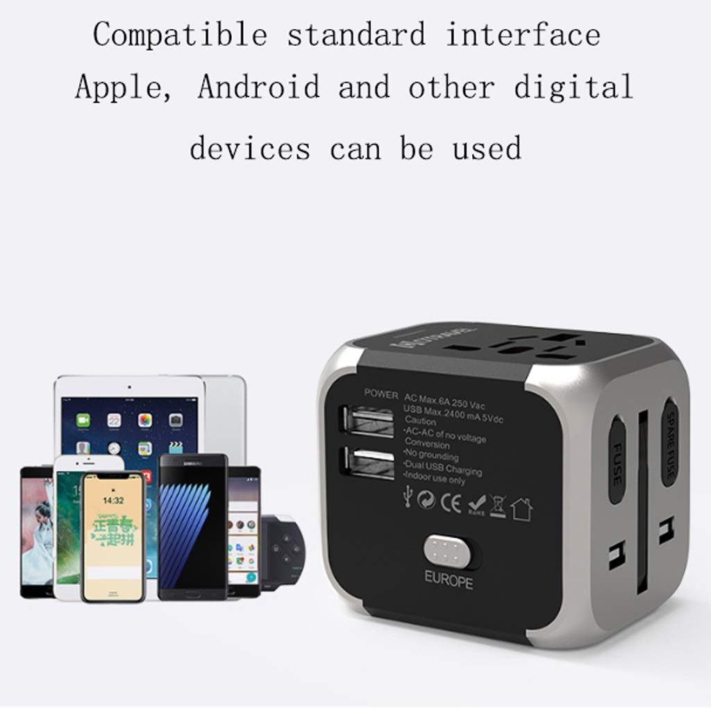 Adattatore di Viaggio in Tutto Il Mondo, Adapter Travel Socket International, Portable Travel International Charging Socket (Color : E, Dimensione : 65x50x60mm)