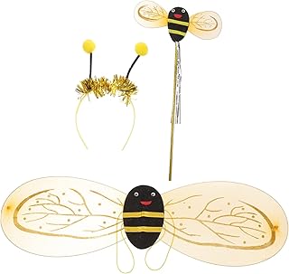 MERRYHAPY Makeup Headbands Girl Clothing Toddler Headband Costume Wand Costume Bee Costume for Little Ladybug Costumes Dance Skirt Princess Yellow Antenna Child Wings 3pcs