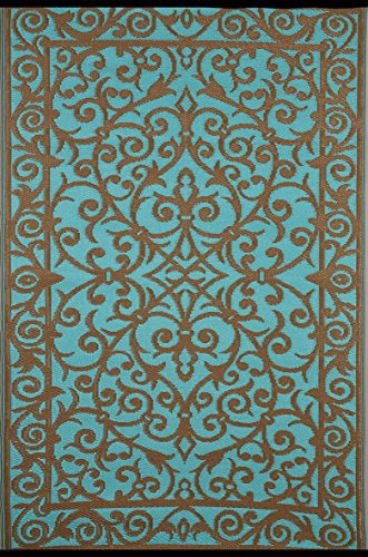 Green Decore Gala - Alfombra Reversible de plástico, Color Turquesa y Dorado