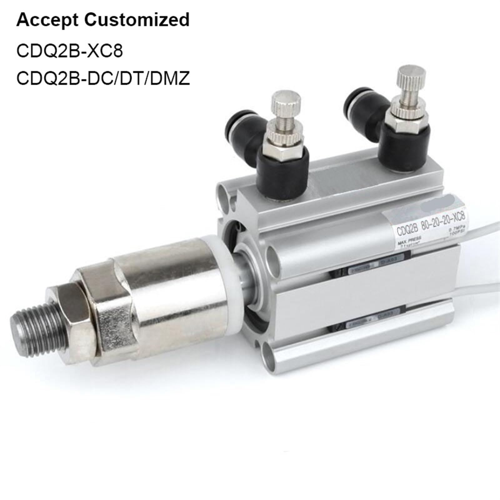 Cilindro neumático compacto de doble acción con extremo de varilla y rosca macho CDQ2B-DM32/40, carrera de 5 a 100 mm, 1 unidad(10mm Stroke,CDQ2B-DM 32mm Bore)