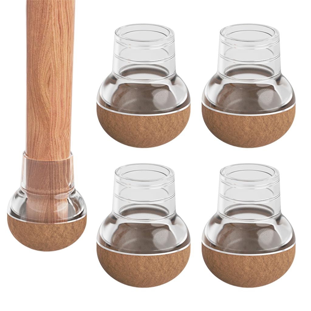 HASTHIP® Chair Leg Floor Protector - 4Pcs 0.55"-1.25'' Silicone Cups Round Felt Furniture Pads Chair Leg Protector Cap Furniture Legs Caps Silicone for Hardwood Floors, Transparent Brown-image-18