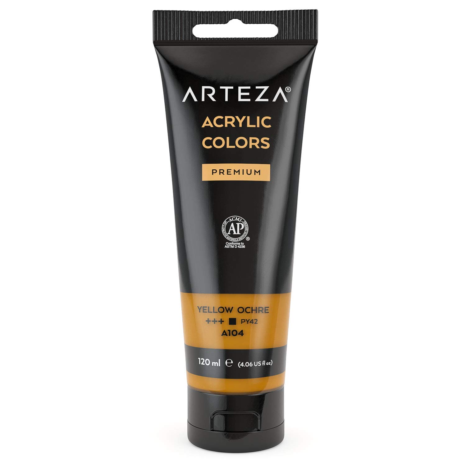 ARTEZA Acrylic Paint, Yellow Ochre, 120 ml Pouch, Rich Pigment, Non-Fading, Non-Toxic Paint for Artists & Hobby Painters, Art Supplies for Canvas Painting