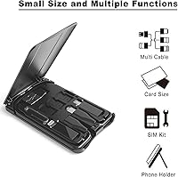 Vista 2 de Caja para tarjetas de cable, adaptadores de cable de carga universales, puerto compacto USB-C/A/Micro/Lightning, compacta con la mayoría