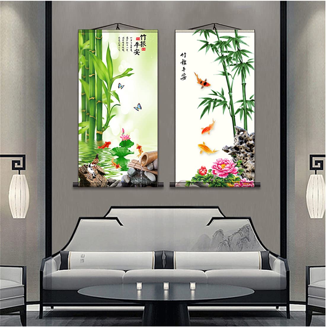 Peinture Murale Bambou Moderne - Runa Art - Décoration Salon Chambre Feng Shui