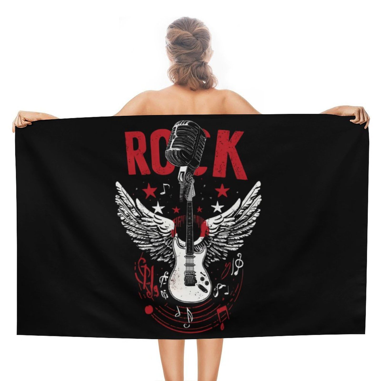 CGSBNGHA Rocks-Music Guitar Beach Towels Soft Bathroom Bath Pool Swim Towels for Women Men