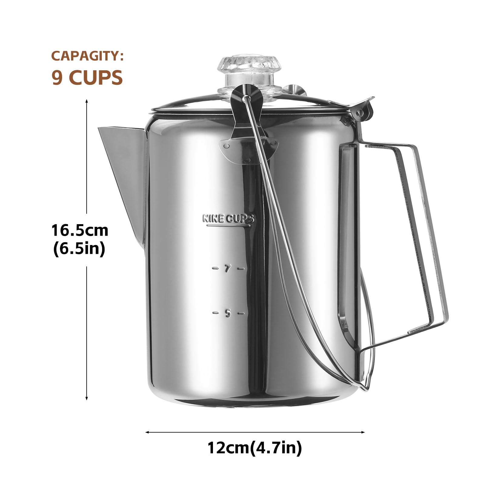 LIXADA 1.2L extérieur 9 Tasses en Acier Inoxydable percolateur cafetière cafetière pour Camping Maison Cuisine