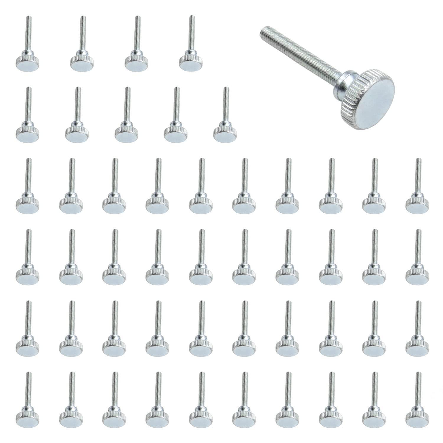 50 Pieces Flat Knurled Head Fully Threaded Thumb Screws Bolts Fastener, Thumbscrew Threaded Knurled Grip Knobs Thumb Screw (M3X20)