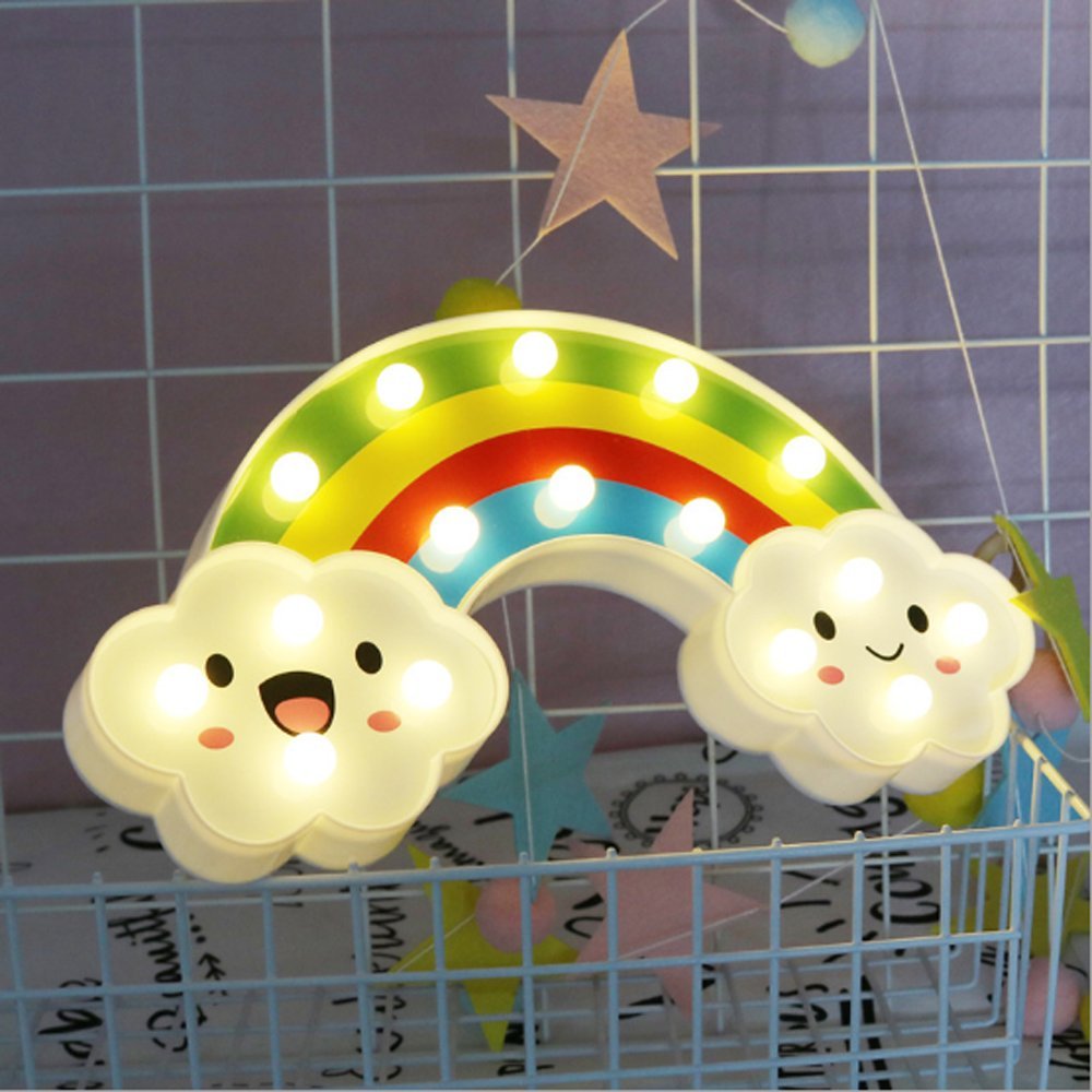 Rainbow LED Night Light, EONSMN Battery Operated Cute Rainbow Cloud Marquee Sign for Kids Baby Home Bedroom Decoration