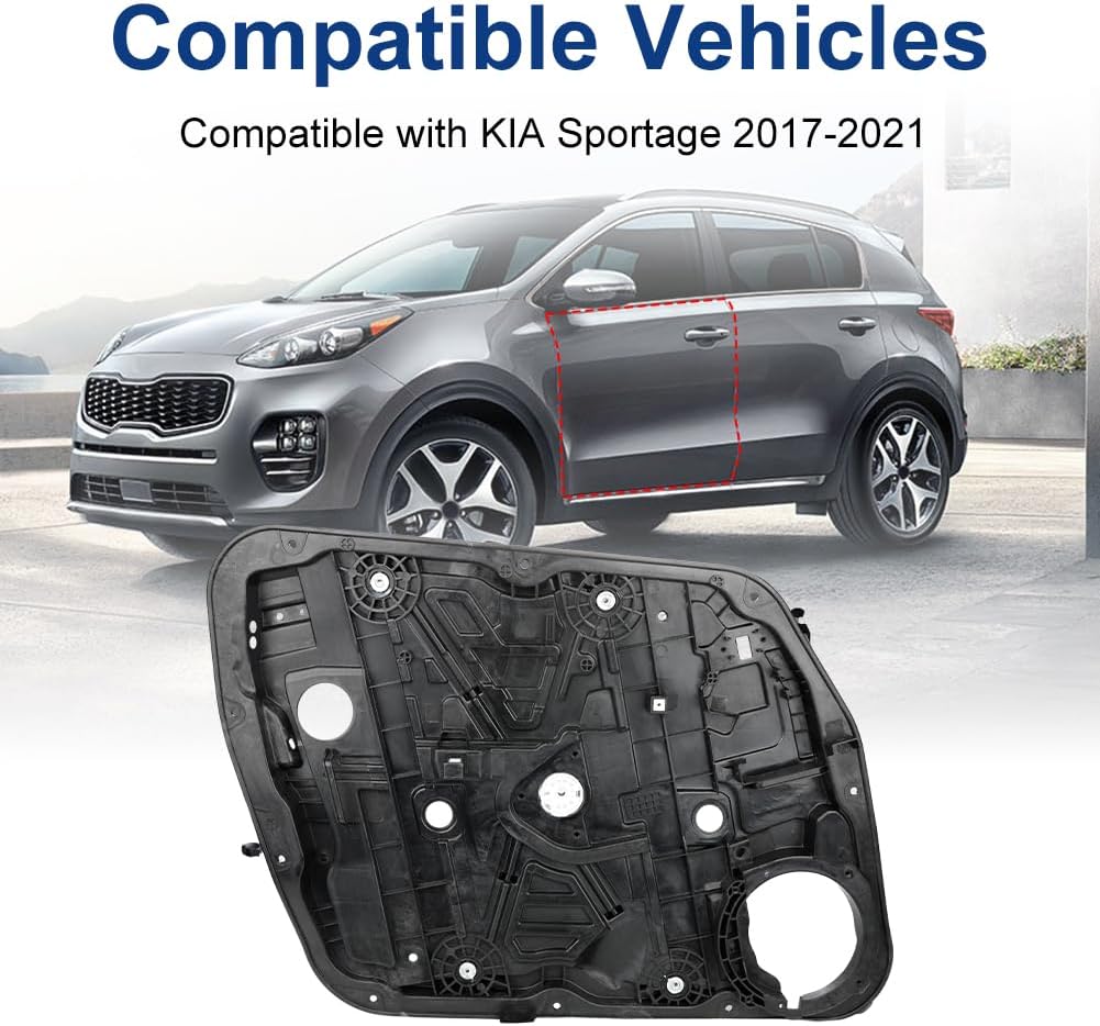 Front Left Driver Side Power Window Regulator with Panel Without Motor Compatible with Kia Sportage 2017 2018 2019 2020 2021 Replacement for 82471-D9010
