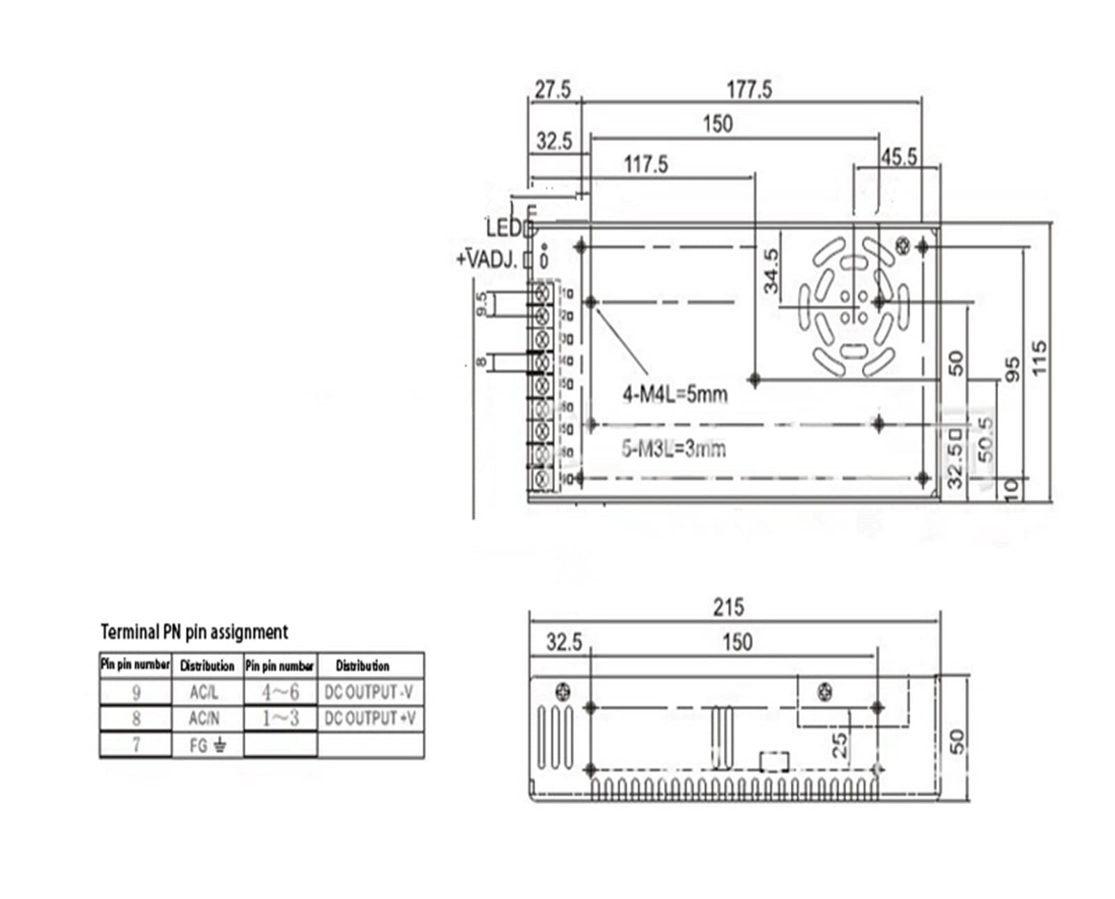 Fuente de Alimentación Convertidor de AC-DC 500 W, fuente alimentación conmutada ajustable corriente y voltaje DC 12V 24V 36V 50V 60V 70V 80V 90V(0-30V)