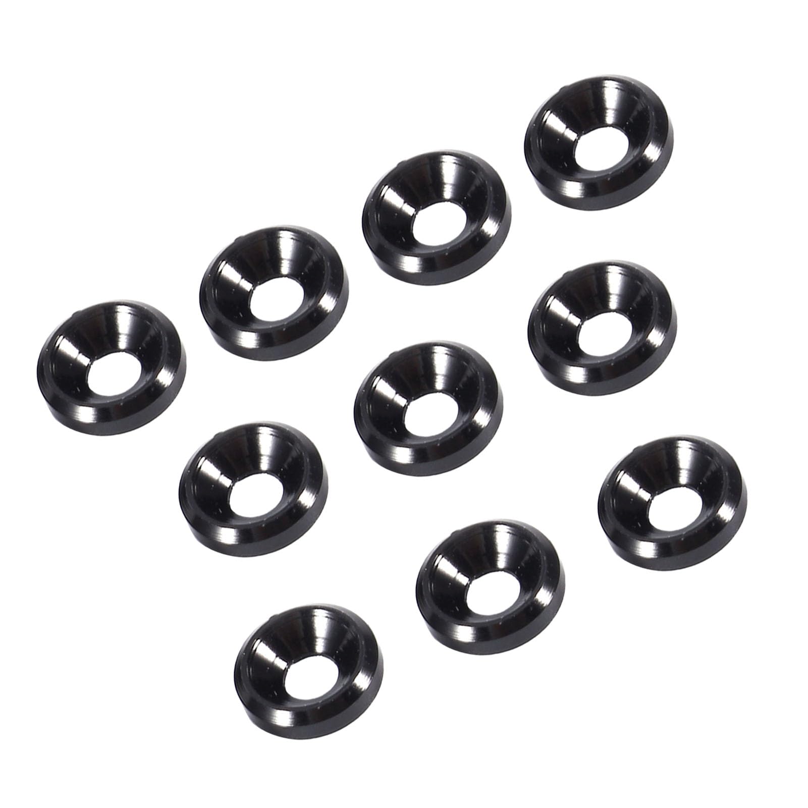 Aluminum Alloy M3 Countersunk Head Washers, 10pcs Black, Anodized, for Screw Heads