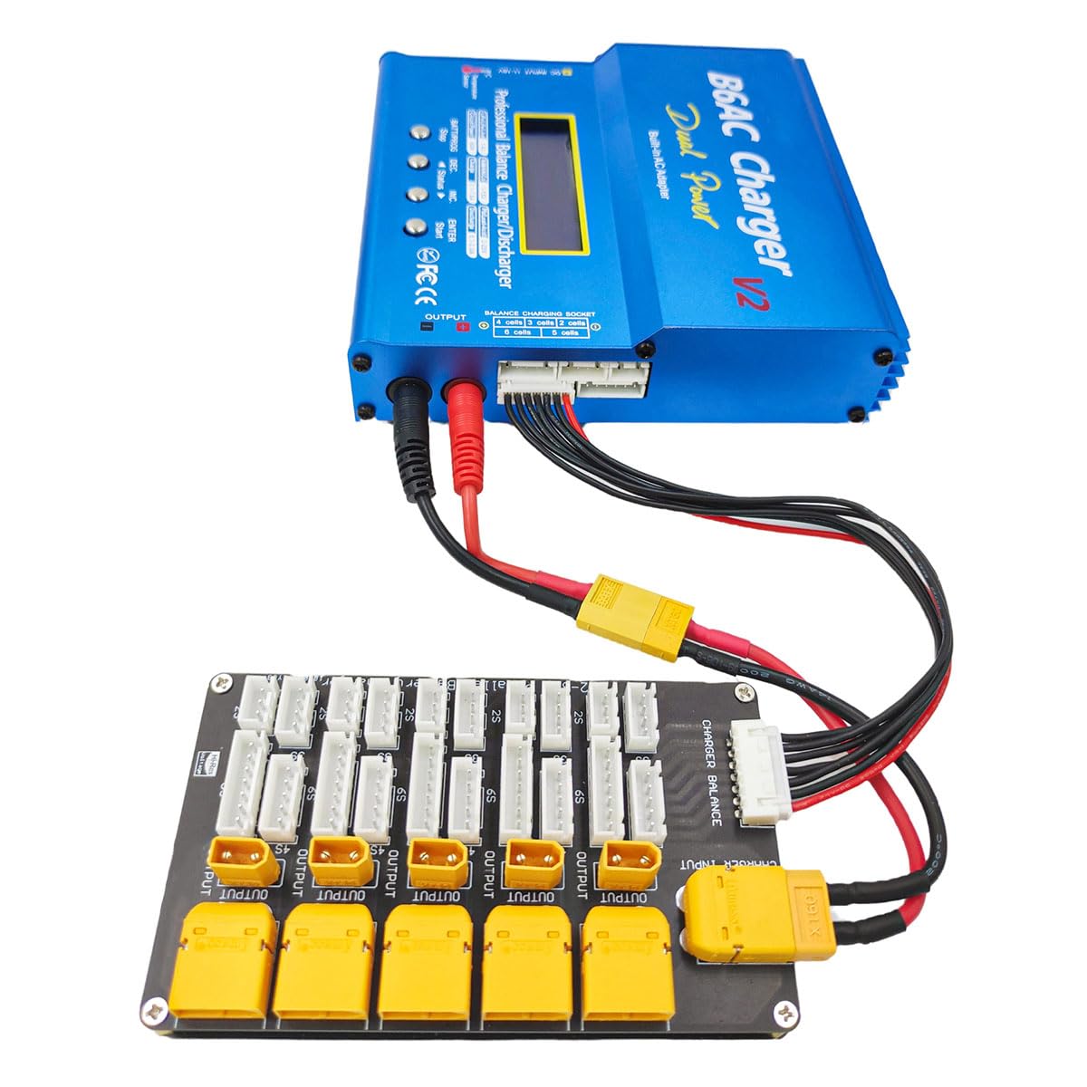 Lipo Battery Parallel Charging Board 2 in 1 Piastra di ricarica parallela XT30 XT60 Plug Supporta 5 confezioni per 2S-6S Lipo Battery