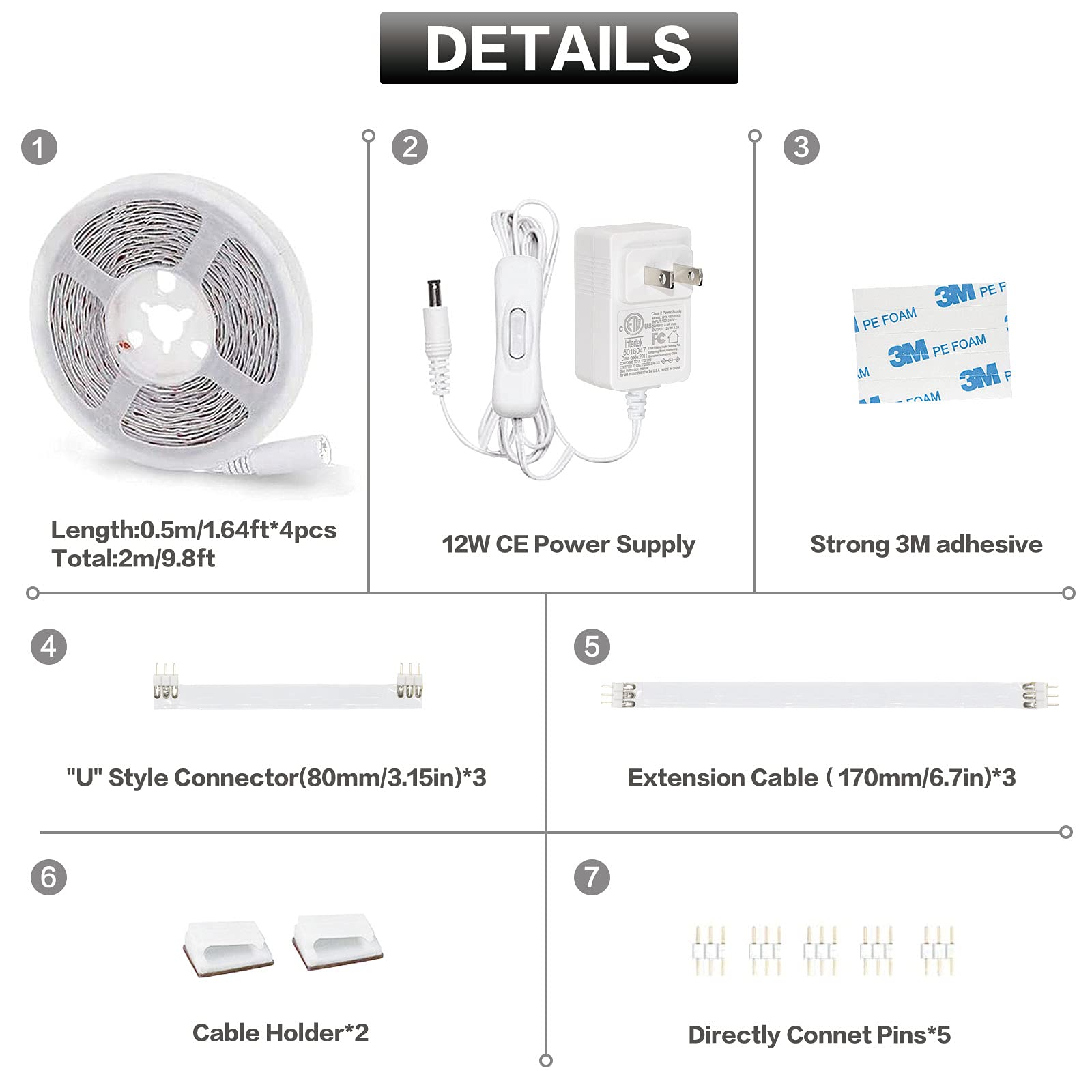 wobsion White Led Strip Lights, Under Counter Lights for Kitchen