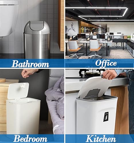 Miniatura 5 de Bolsas de basura grises de 4 galones, bolsas de basura pequeñas grises de 250, bolsa de basura extra fuerte de 3,4,5 galones, se adapta a