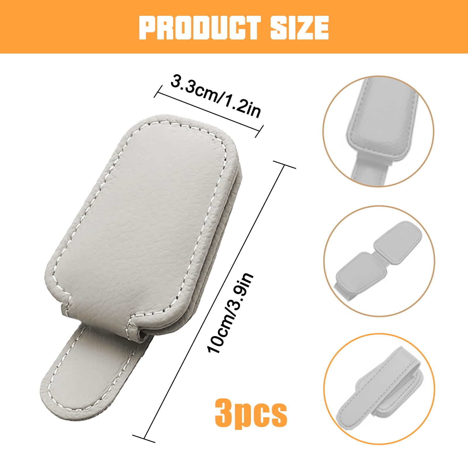 3 pezzi portaocchiali per auto parasole, supporto occhiali auto, accessori per visiera auto, in pelle, per