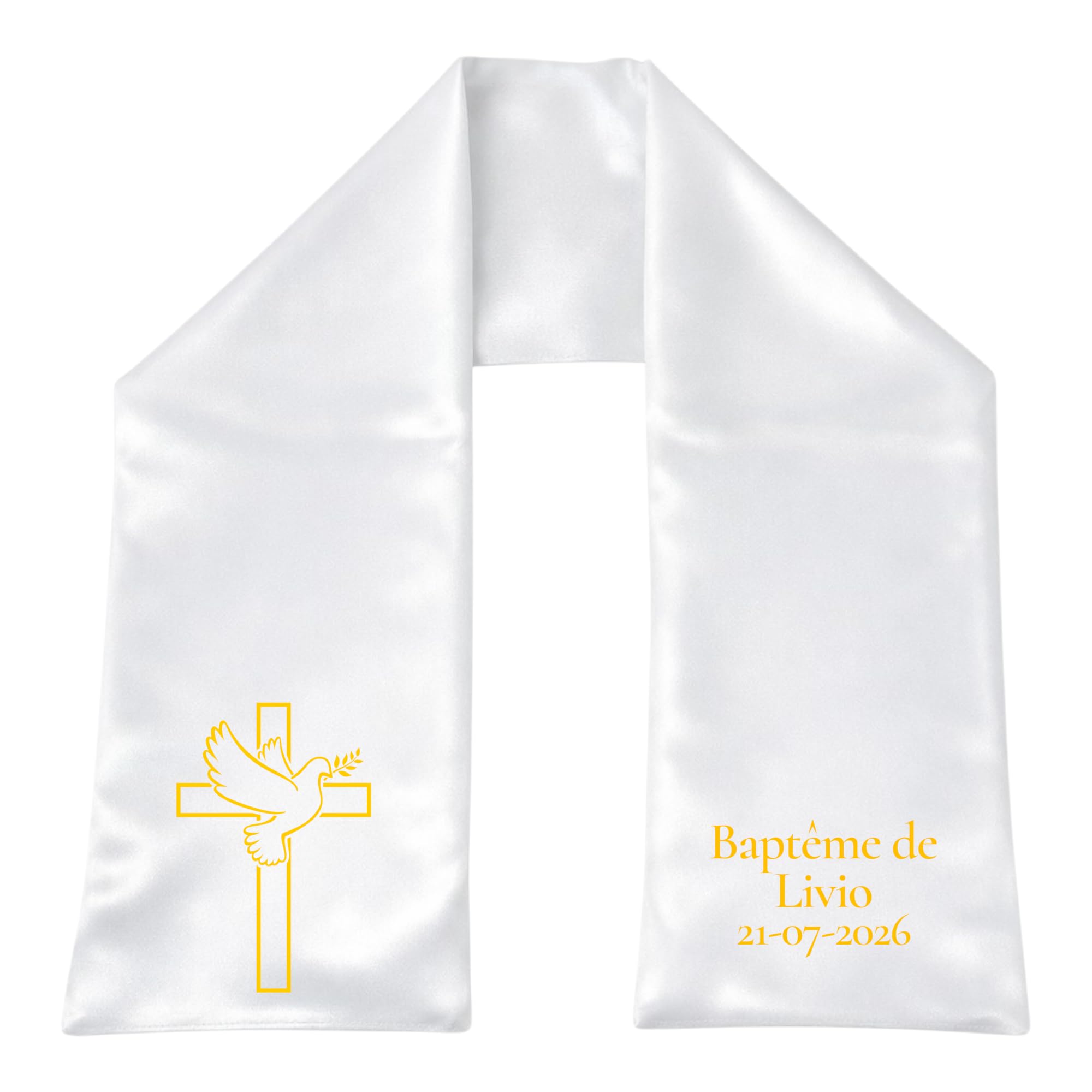 Générique Écharpe de Baptême Satiné Religieuse Personnalisée Fait Mains Plusieurs Modèles Bébé/Enfant - Cadeau Baptême
