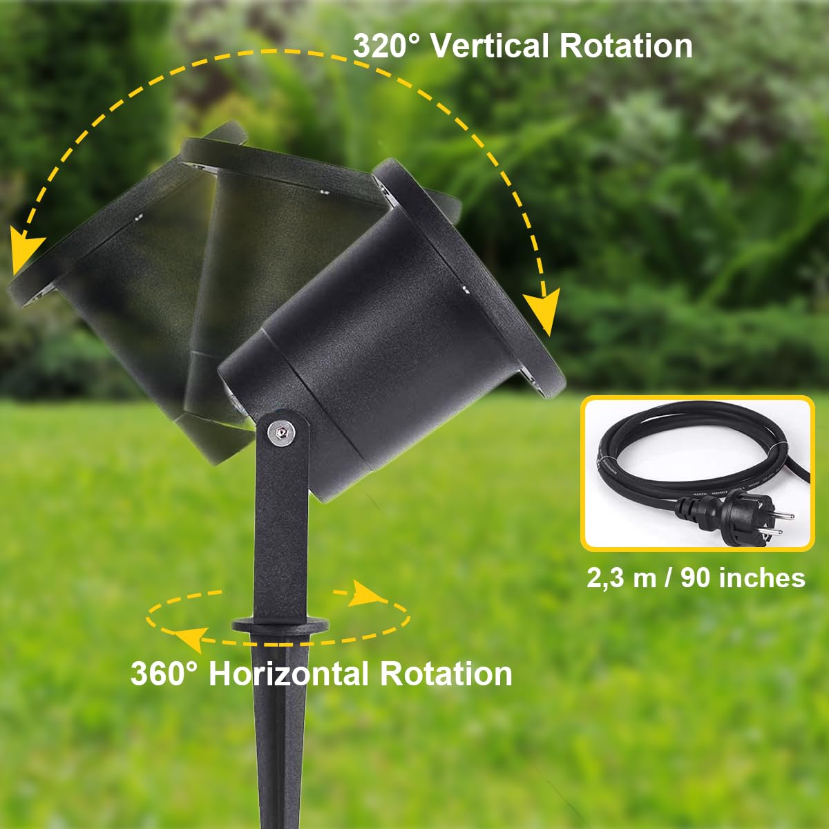 OMSEN Faretto LED da Giardino con Picchetto GU10, Luce Calda 3000K, Corpo in Alluminio Anticorrosione, Lampadina GU10 Sostituibile, Faretti da Esterno con Picchetto per Giardino, Prato, Albero