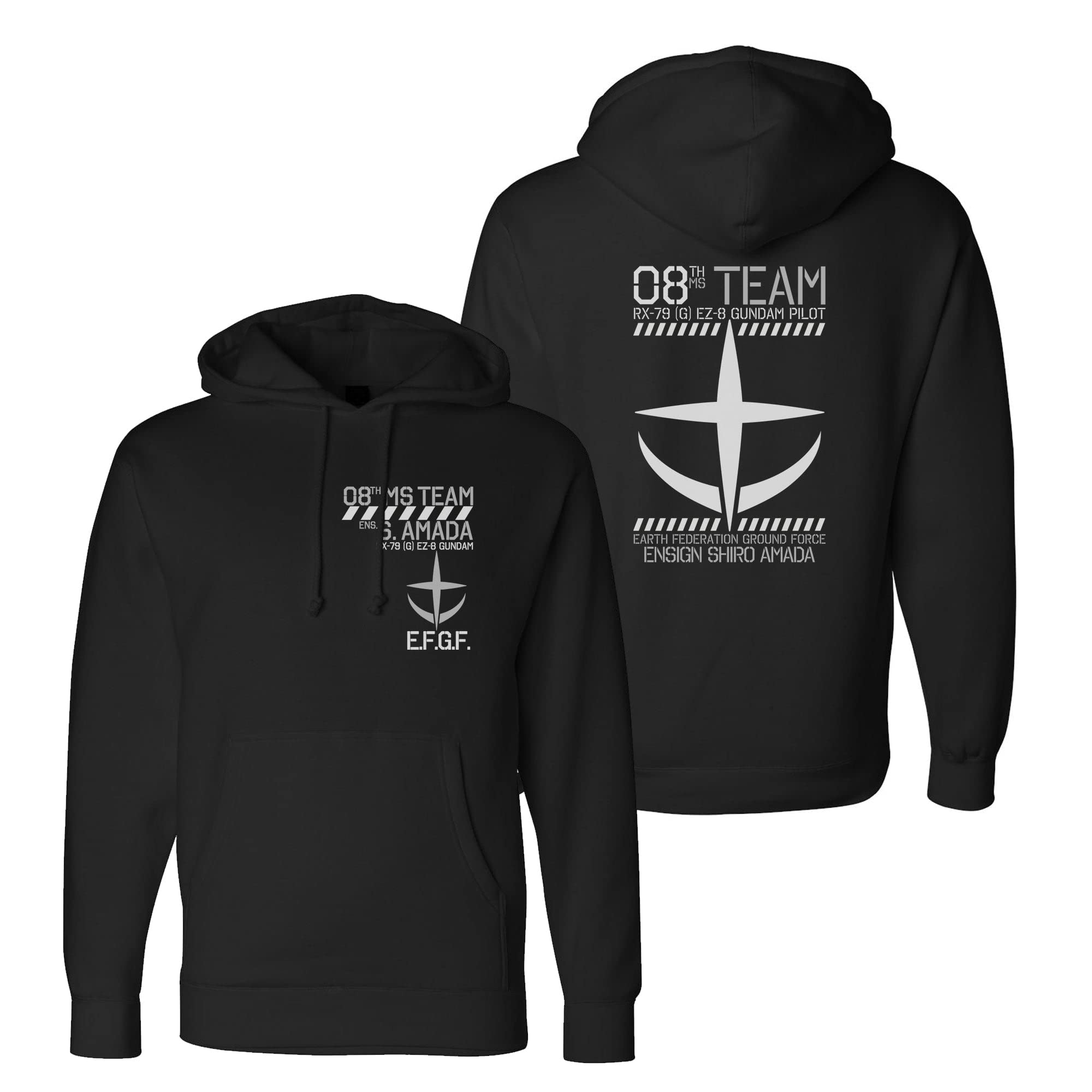 Calibear Prints Gundam 08th MS Team Shiro Amada RX-79 G EZ-8 Anime Graphic Art Pullover Hoodie