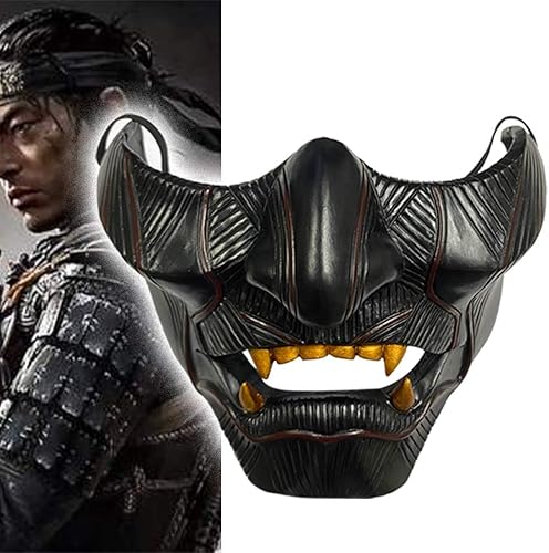 Bulex Ghost of Tsushima Máscara de Jin Sakai Cosplay media cara Samurai Warrior Face Prop Resina