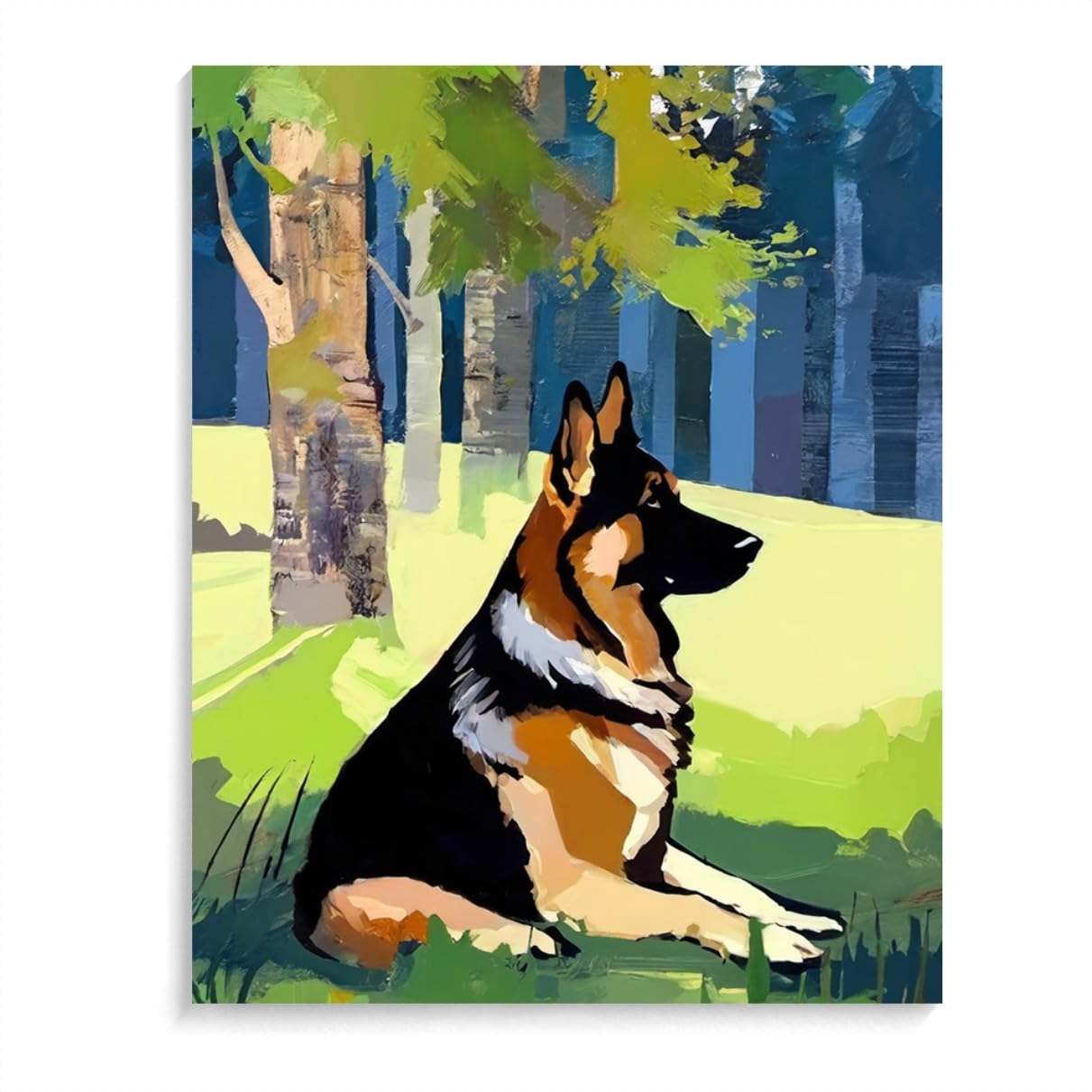 Paint by Numbers German Shepherd Dog DIY Acrylic Painting Kit with Brushes Pigment Oil Painting Artwork Adults Beginners Wall Decor 12x16inch(30x40cm) Frameless