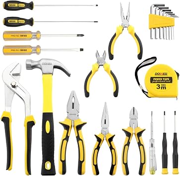 DOWELL 24 Pieces Tool Set 24 Piece Home Tool Set, Portable Tool Bag with Hand Tools Kit for Manual Repair