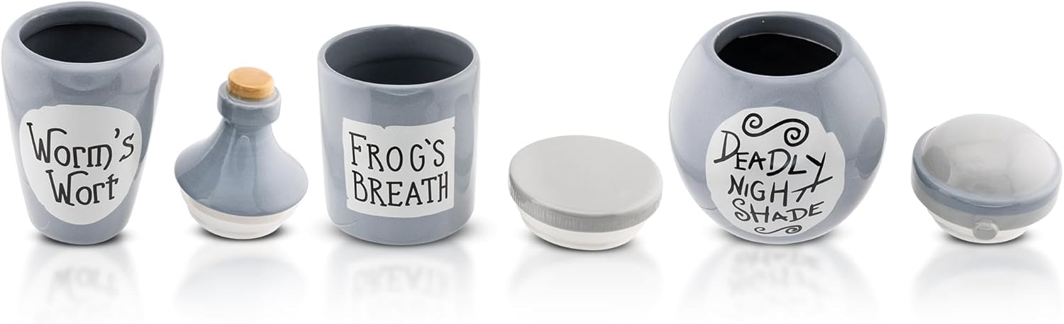 Silver Buffalo Disney The Nightmare Before Christmas Sally's Mini Storage Jars 3-Piece Set Replica | Sculpted Ceramic Kitchen Containers For Snacks