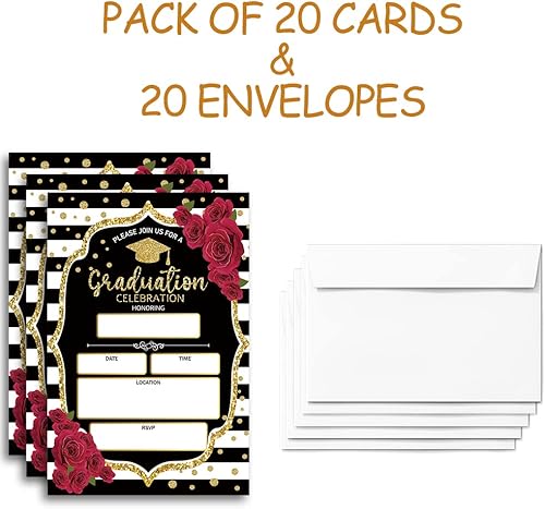 Miniatura 10 de FujLoy 20 tarjetas con sobres, invitaciones para fiestas de graduación 2025, 2025 universidad, escuela secundaria, celebración de graduación