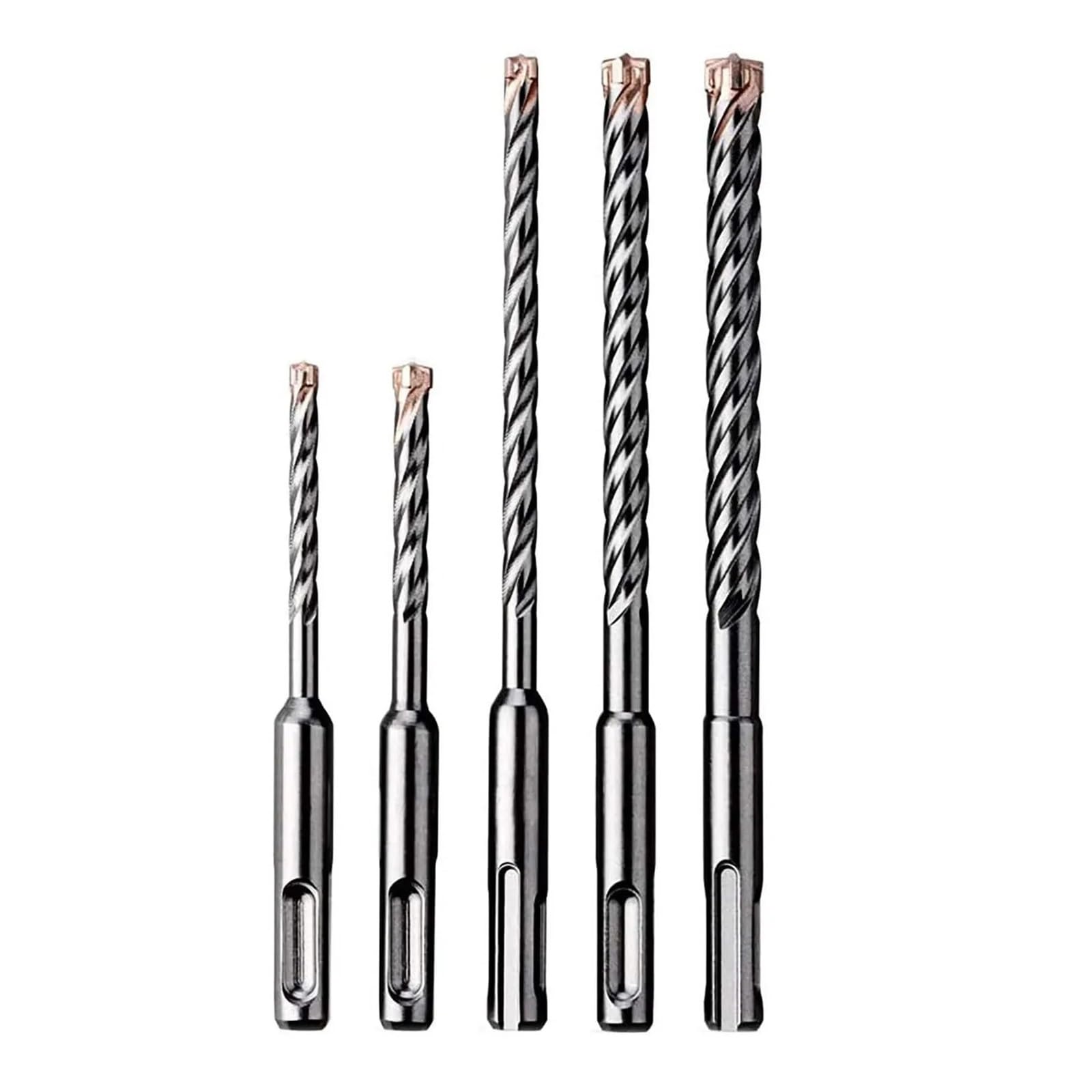 5 szt. 2/4-ostrzowe końcówki węglikowe SDS-Plus zestaw wierteł udarowych do betonu zbrojonego, muru, marmuru, cegły i płytek(4-Cutter 5pcs Set)