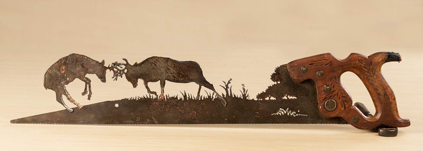 Buck Battle Hand Saw Design | Made to Order Wall Art for the Nature Lover
