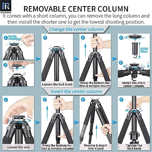 Image of Innorel Carbon Fiber Tripod- Gt324C Professional Compact Portable Tripod For Digital Dslr Camera Heavy Duty Camera Stand Support With Special-Shaped Center Column 1.28In 32.5Mm Tube Max Load