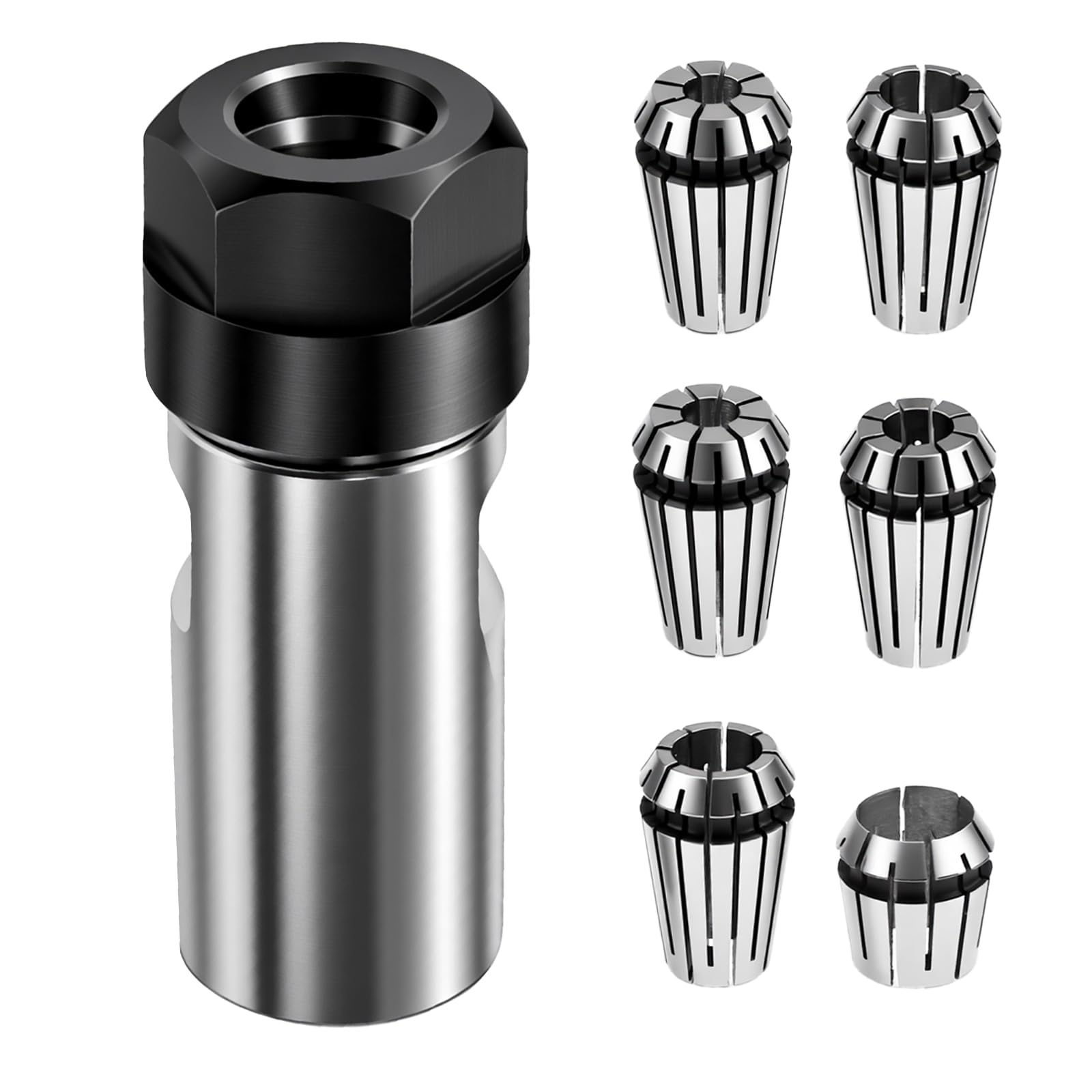 M14 Thread Angle Grinder Extension Rod to Drill Adapter, ER16 Spring Collet Set for (6mm, 1/4", 8mm, 3/8", 10mm, 1/2") Shank Bits, Electric Drill Conversion Kit for Woodworking, Metal, Tile Drilling