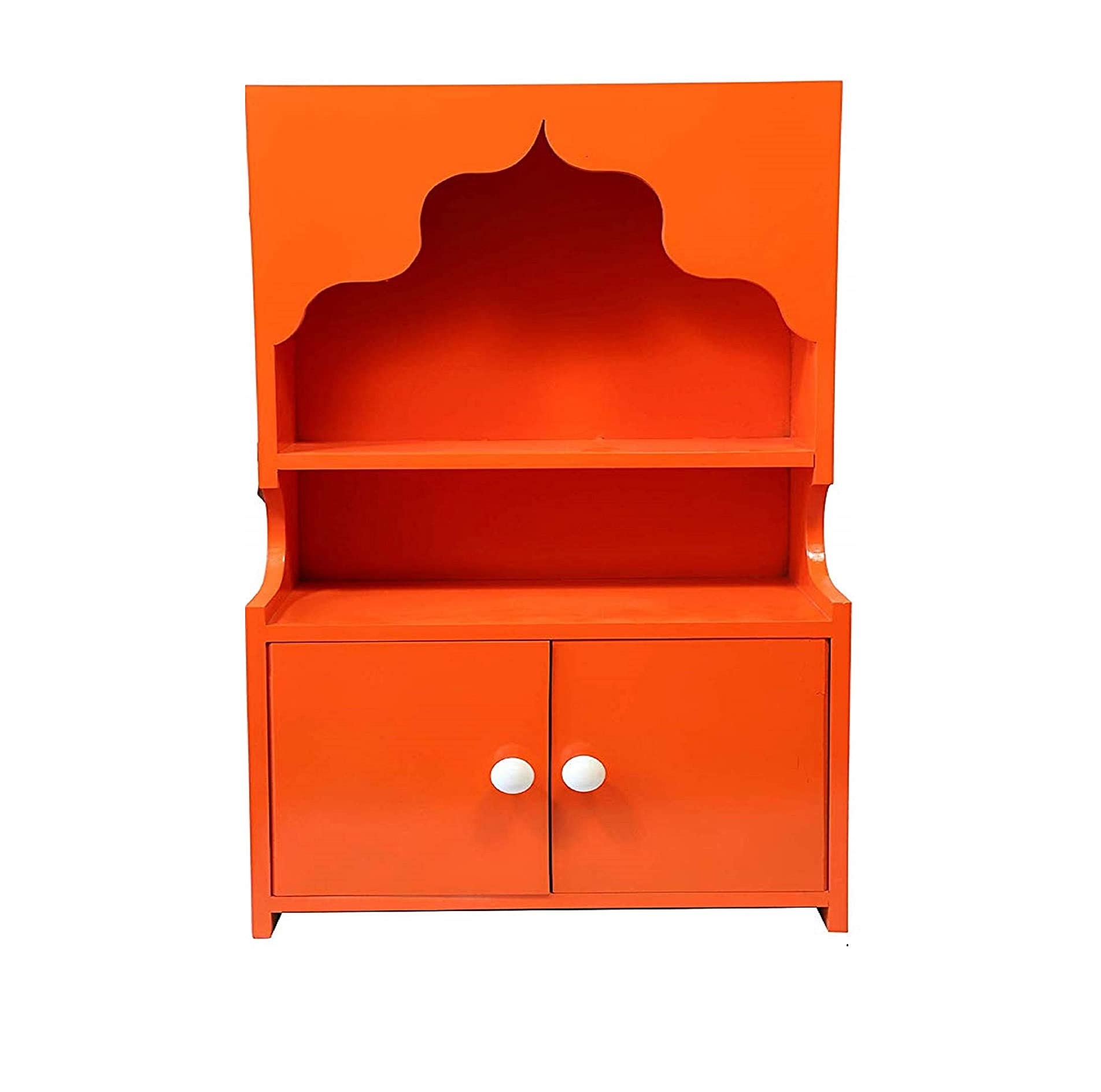Santosha Decor Wood Home Temple (31 x 18 x 9 inch, Orange)