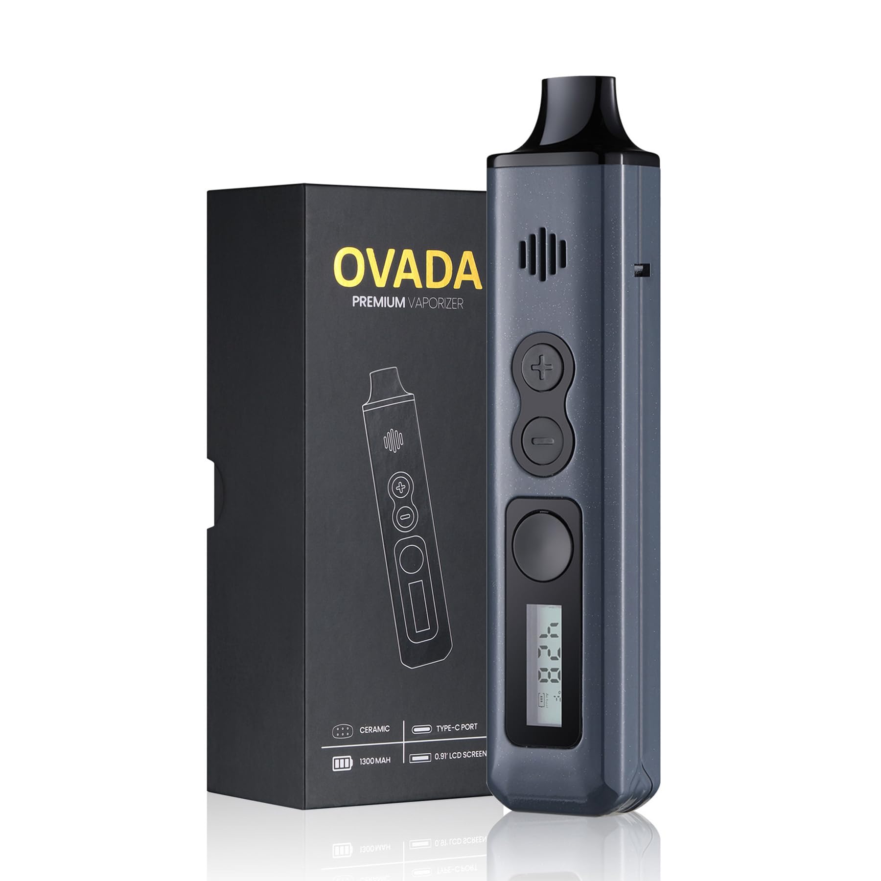 OVADA Vaporizzatore con Schermo | Controllo Temperatura Vapore Secco | Portatile Grande Intervallo Temperatura | Ricarica Rapida in Ceramica | Vapore Erbe (Grigio)