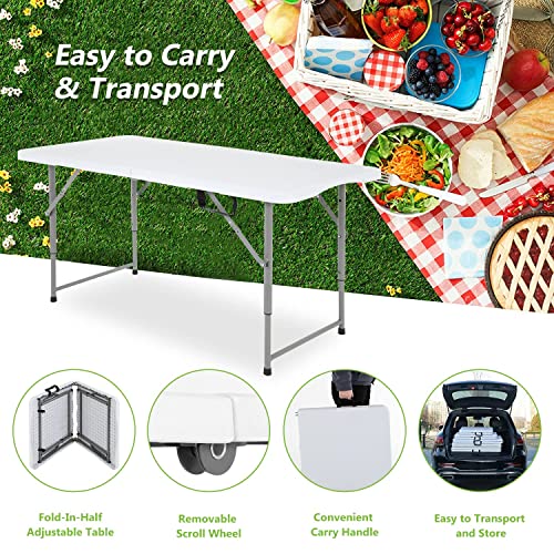 Camping Table Plastic Picnic Table Office Table For Parties Wedding Camping Office With Carrying Handle (4Ft) #TOP5