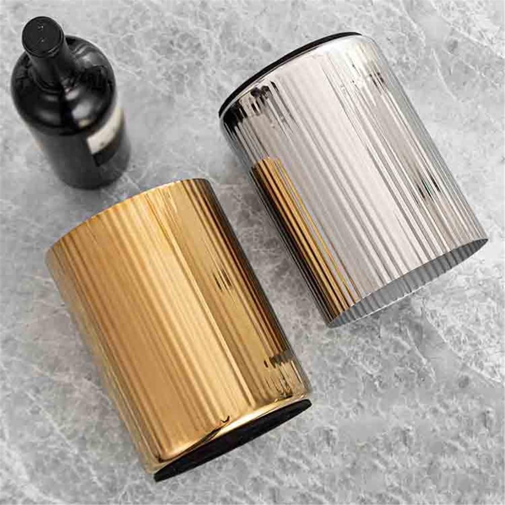 Cubiteras Cubo de hielo de grano recto de acero inoxidable engrosado, cubo doble for champán, barra refrigerada for vino tinto, cubo de almacenamiento con doble aislamiento Cubo de hielo térmico(Silve