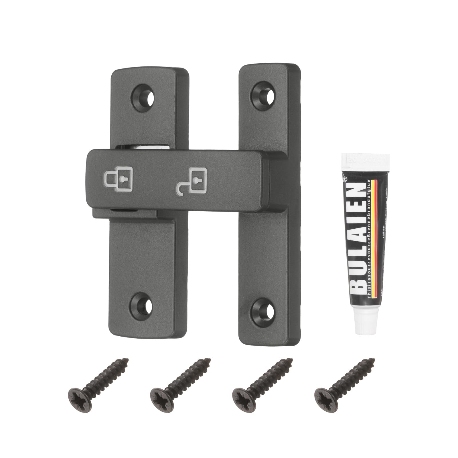 sourcing map 180 Degree Positioning Gate Latch, Zinc Alloy Flip Sliding Barn Door Lock with Handle, Heavy Door Latches for Barn Cabinet Wood Fence Garage, (Night Glow Starry Gray)