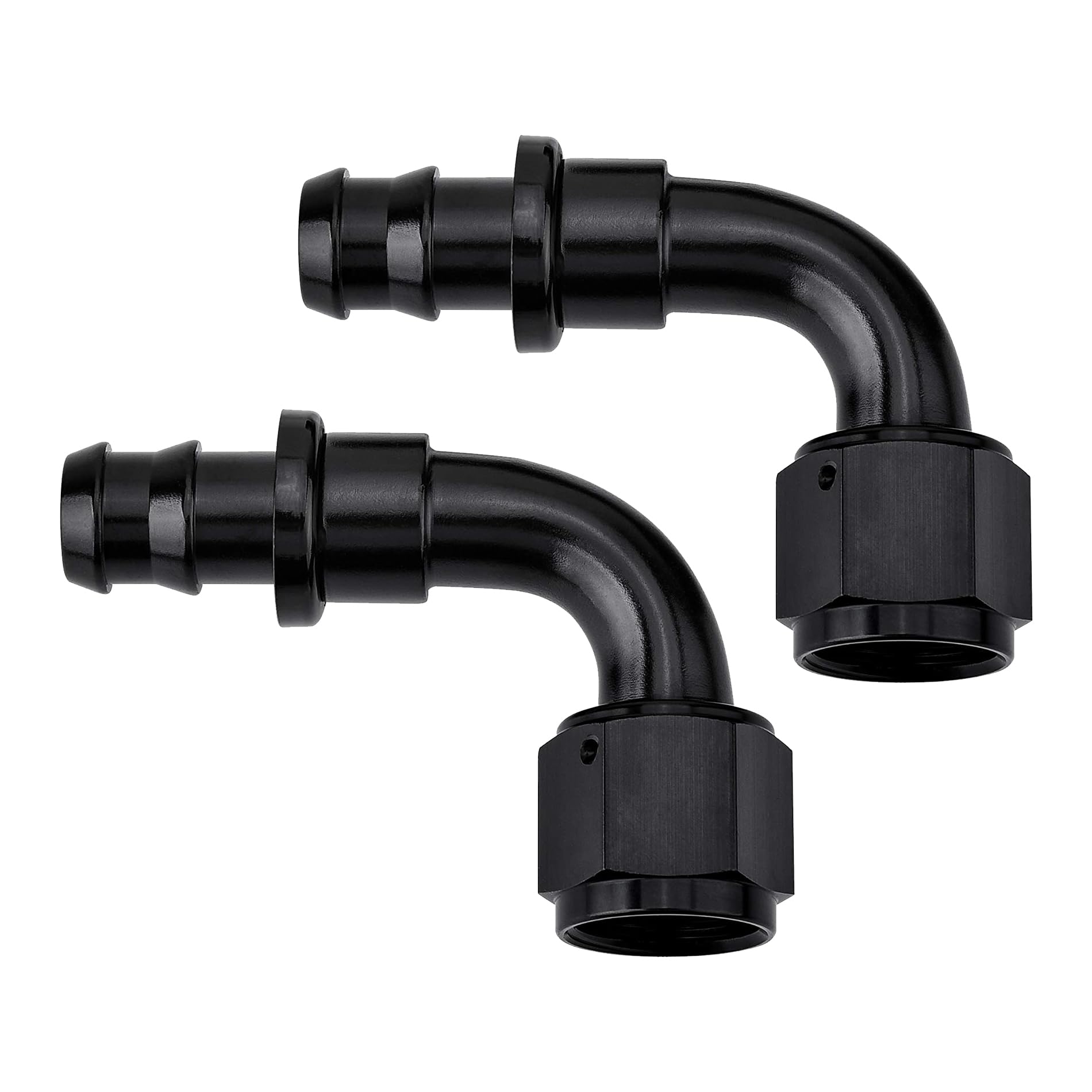 EVIL ENERGY 12AN 90 Degree Push Lock Hose Fitting End Black 2PCS