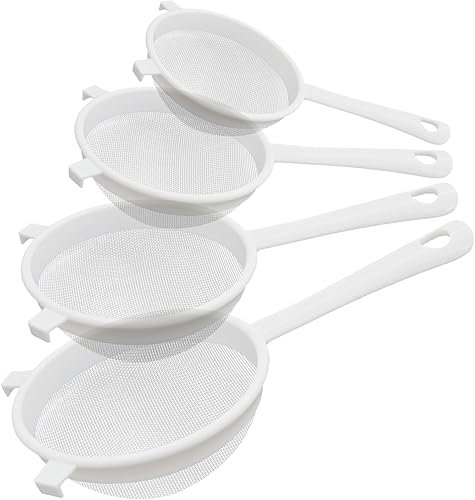 Miniatura 8 de Juego de 3 coladores de kéfir de malla fina de nailon de plástico con asa, colador de malla fina para yogur, hornear, cocina, kéfir, té, jugo, pasta