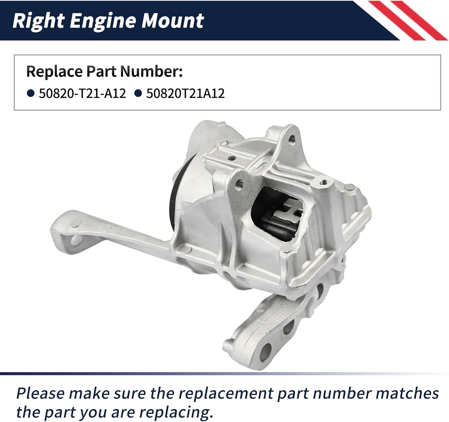 Right Engine Mount Compatible with Honda Civic HR-V 2022 2023 2024 2025 2.0L Replaces 50820-T21-A12 50820T21A12