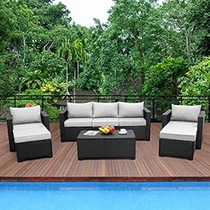 Rattanerpatiowickerfurnitureset6piecesoutdoorhdpewickerconversationcouchsectionalchairsofasetwithgreycushions Urban Country Home Decor Rattaner patio wicker furniture set 6 pieces outdoor hdpe wicker conversation couch sectional chair sofa set with grey cushions urban country home decor